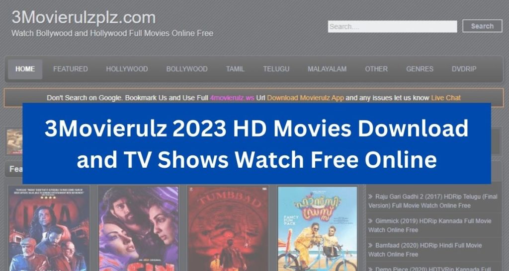3Movierulz 2023 HD Movies Download & Watch Bollywood, Telugu, Hollywood,  Kannada Movies Free Online